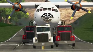 Car animation: What happens when a train hits a plane at high speed?