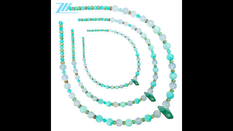 Natural turquoise and Amazonite beads with Milky Blue Aquamarine gemstone jewelry