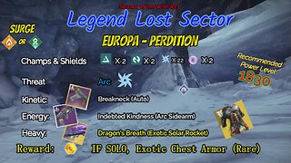 Destiny 2 Legend Lost Sector: Europa - Perdition on my Stasis Warlock 1-14-24