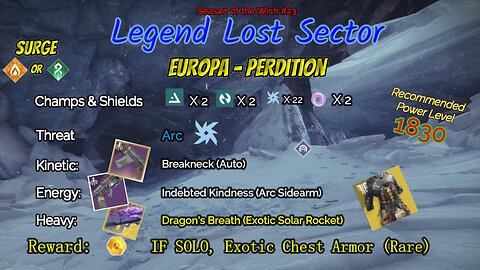 Destiny 2 Legend Lost Sector: Europa - Perdition on my Stasis Warlock 1-14-24