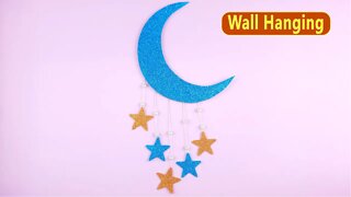 DIY Wall Hanging Crescent Moon and Stars Room Décor - Easy Paper Crafts