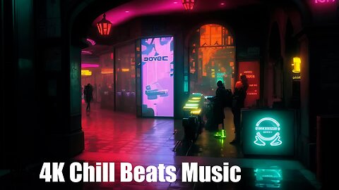 4K Chill Beats Music - Tunnel Light | (AI) Style Cyberpunk Neon | The Las Vegas Venetian Cybercanals