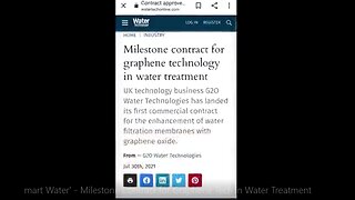 'Smart Water' - Milestone Contract for Graphene Tech in Water Treatment - 2-13-22