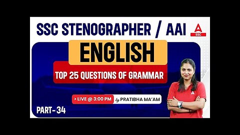 SSC Stenographer/AAI 2023 | SSC Steno English By Pratibha Mam | Top 25 Questions of Grammar