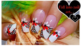 Floral nail art for long nails