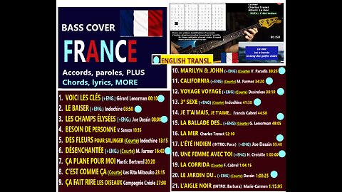 Bass cover :: FRANCE (Eng. transl) _ Lyrics, Chords, MORE