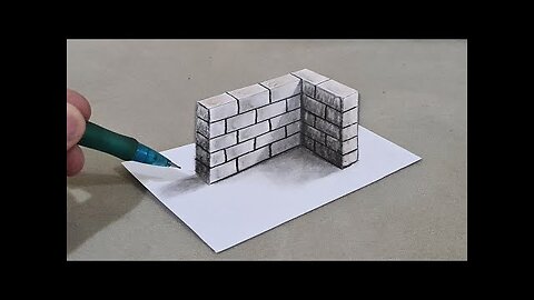 3d drawing wall on paper for beginner step by step