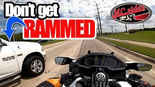 Watch this Ram truck nearly take me out: MCrider Ride Along