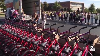 Free bikes given to first-grade class at Baltimore elementary school