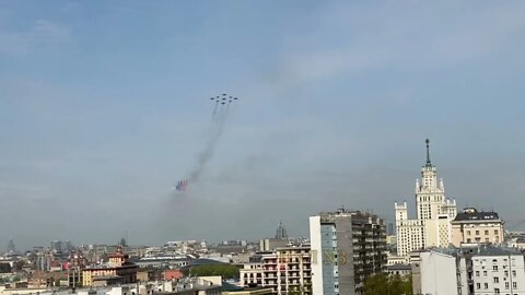 Rehearsal Of The Victory Parade, Letter Z & The Flag Of Russia In The Sky Over Moscow