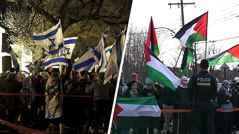 Hamas supporters hold rally outside historic Montreal synagogue