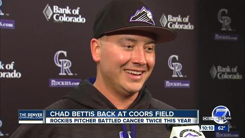 Rockies' Bettis back with team following cancer treatment
