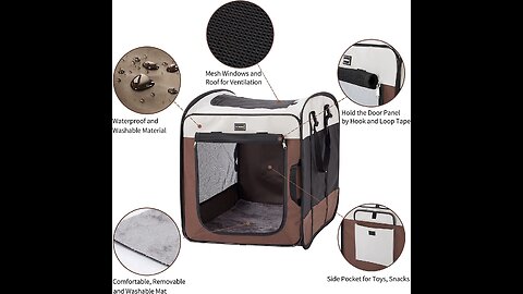 Review Petsfit Portable Dog Crate, Arch Design Escape Proof Collapsible Soft Sided Dog Crate Do...