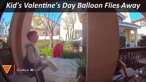 Ring Camera Captures Kid's Valentine's Day Balloon Flies Away | Doorbell Camera Video