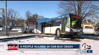 4 injured in IndyGo bus, car crash at State and New York streets