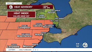Metro Detroit Forecast: Heat Advisory from 1pm - 8pm, heat indices near 100