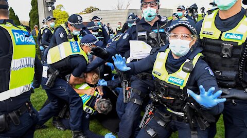 Watch "Protest In Melbourne Australia - Raw Protest Footage - 02.10.21"