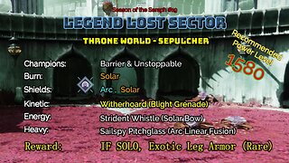 Destiny 2 Legend Lost Sector: Throne World - Sepulcher on my Titan 2-17-23