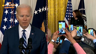 Biden looks scared after struggling with teleprompter.