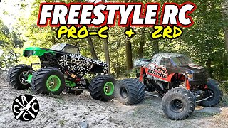 Freestyle RC Pro-C and ZRD Monster Trucks Bash At CCxRC's Backyard RC Playground