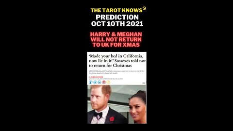 🔮PREDICTION: OCT 10th 2021 HARRY & MEGHAN WILL NOT RETURN TO THE UK FOR CHRISTMAS #shorts #tarot