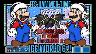 Live - Big Mario Tries To Smash Little Mario on Ice World 6 in Hammer Suit!!