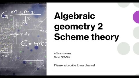 algebraic geometry Scheme theory affine scheme (1) zariski topology and vanishing set