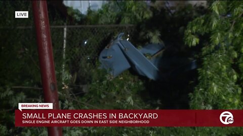 Small airplane crashes into Detroit backyard; no one was injured