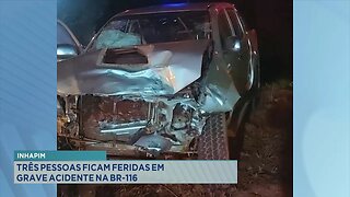 Inhapim: Três Pessoas ficam Feridas em Grave Acidente na BR-116.