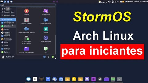 Storm OS uma distribuição amigável para iniciantes baseada no Arch Linux. XFCE Desktop personalizado