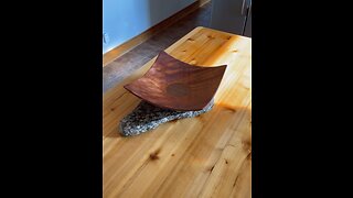 Turing a square quilted redwood bowl