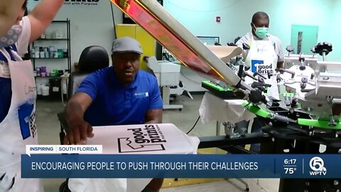 Man inspires clients at Gulfstream Goodwill Industries in West Palm Beach