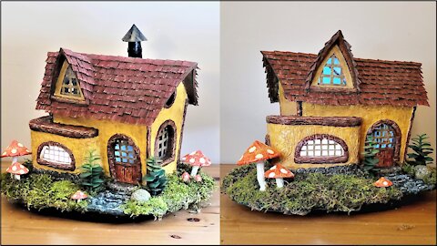 Fairy House made Using Ice Cream Container