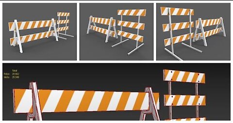 Lowpoly Traffic Barricade 3d model