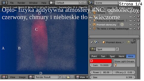 Opto- fizyka addytywna atmosfery #NC: odsłoneczny czerwony, chmury i niebieskie tło – wieczorne