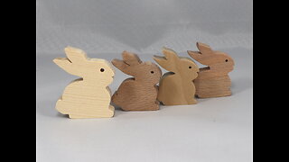 Handmade Wood Toy Bunny Rabbit Cutout Speilman Mini Animal 1339136094