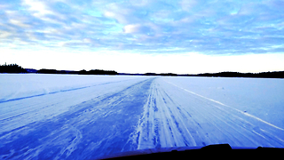 Ice road - Driving TOP of the Lake