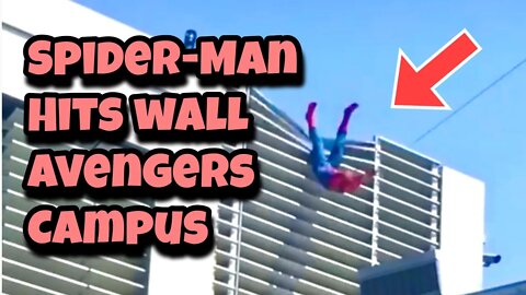 Spider-Man Crashes Into a Wall at Avengers Campus in Disney California Adventure