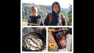 Hiking into a High Alpine Lake, Catch Clean and Cook Brown Trout