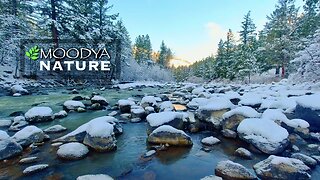 Relaxing Nature Video & Sound - Winter River Snow Caps