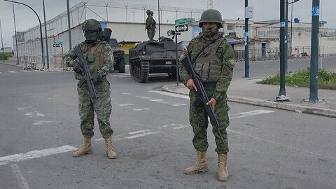 Military vehicles outside prison in southern Ecuador