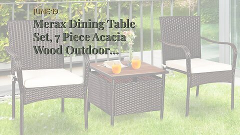 Merax Dining Table Set, 7 Piece Acacia Wood Outdoor Dining Table and Chairs Set, Patio Dining T...