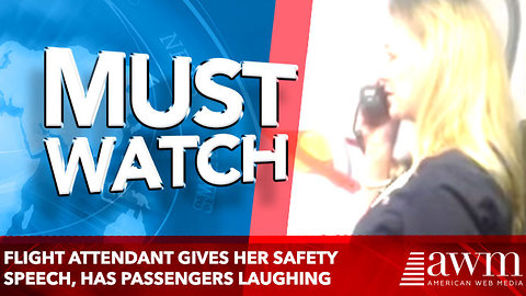Flight attendant gives her safety speech, has passengers dying of laughter with her one-liners