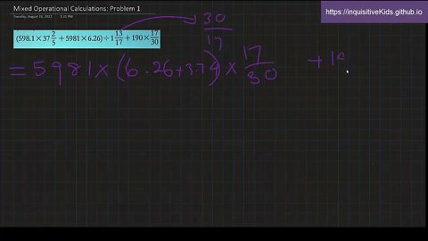 6th Grade Mixed Operational Calculations: Problem 1