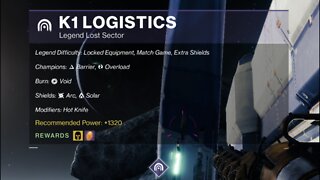 Destiny 2 Legend Lost Sector: The Moon - K1 Logistics 2-20-22