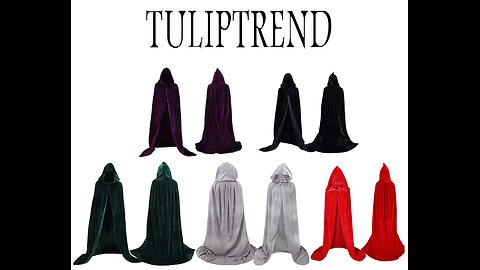 TULIPTREND Full Length Hooded Cloak Velvet Halloween