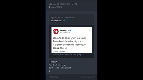 Scavino Post - Timestamp 1053 = Q Post #1053 - Border State. Coincidence? Q