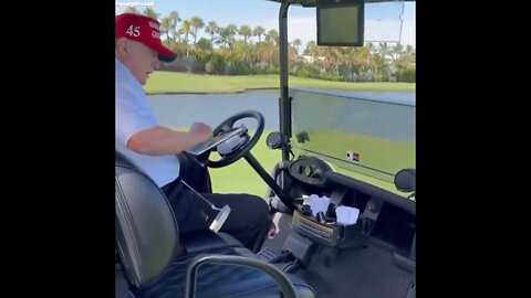 Trump on the golf course enjoying one of his favorite song "It's a Man's World"