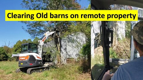 EP #16 - CLEARING OLD BARNS! Bobcat e42 R series! 38 Acre Southern Illinois Investment property