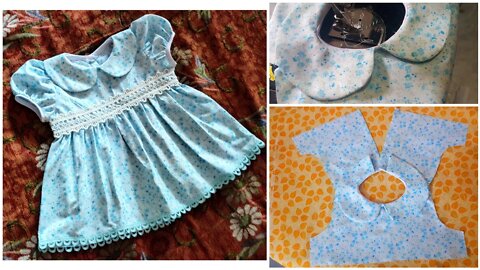 Baby Collar Frock Cutting and Stitching